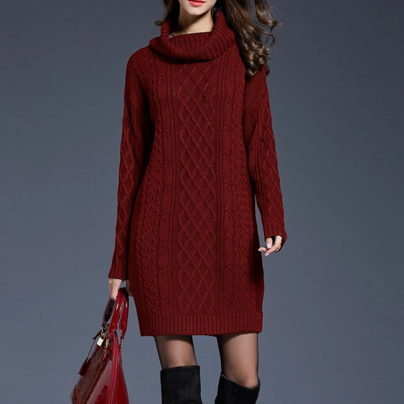 Plus Size Stylish Warm Women's Midi Sweater