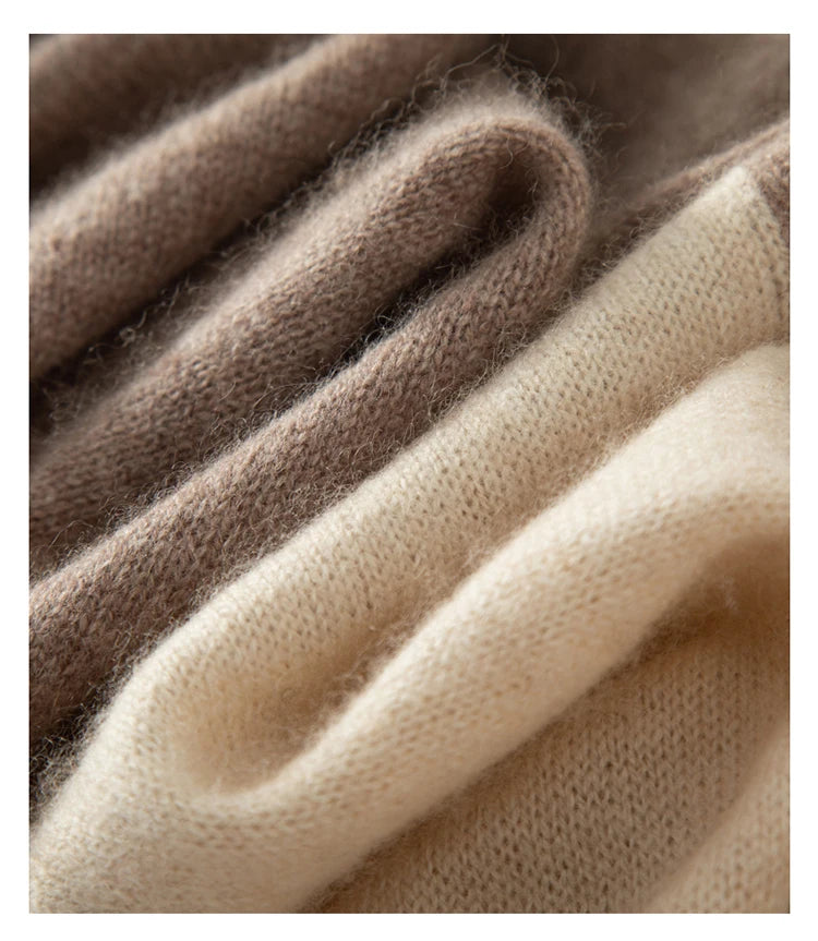 100% Pure Cashmere Knitted Tow-Tone Shawl/Scarf