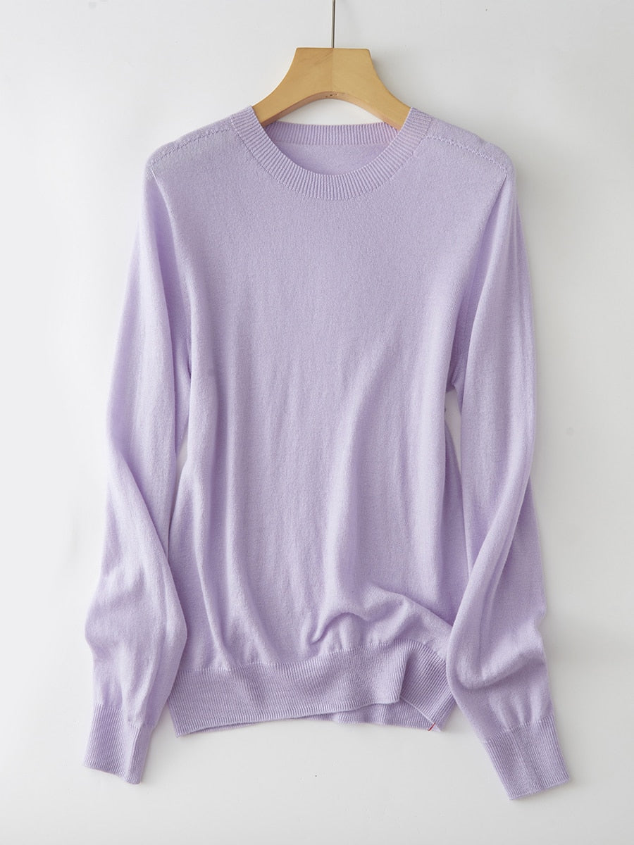 100% Australian Merino Wool Super Soft Crew Neck Machine Washable  Women Sweater