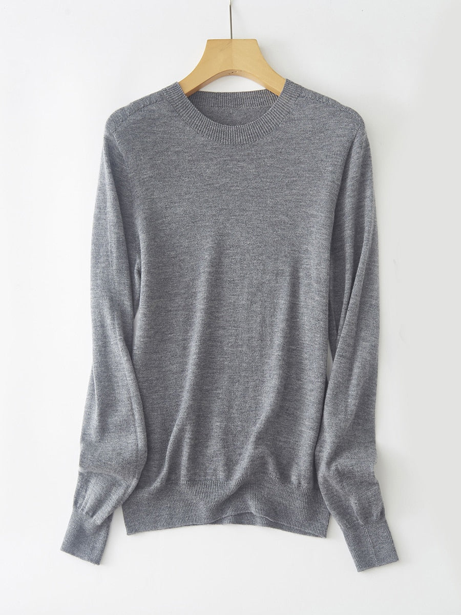 100% Australian Merino Wool Super Soft Crew Neck Machine Washable  Women Sweater