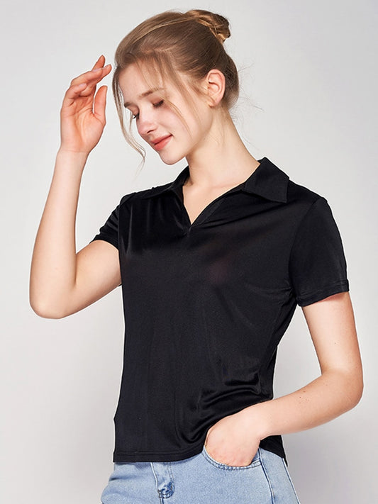 Pure Mulberry Silk Blend Chic Women's Polo Shirt